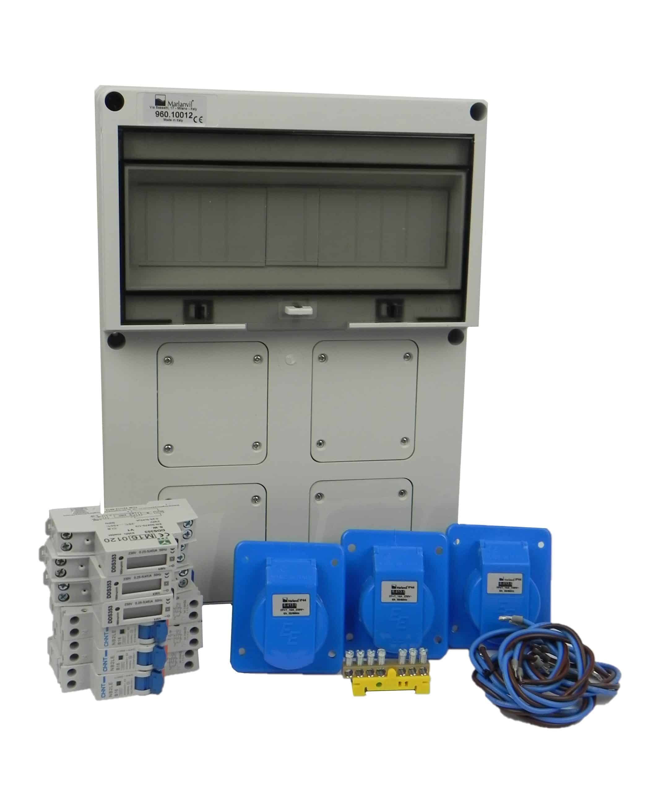 AANSLUITKAST front 3 WCD CEE 16A / 3X KWH meter IP65 - KIT