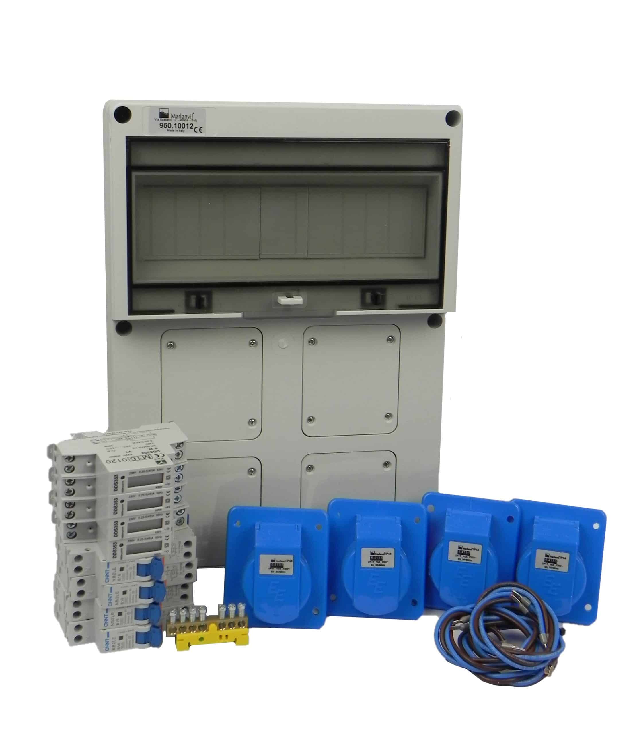 AANSLUITKAST front 4 WCD CEE 16A / 4X KWH meter IP65 - KIT