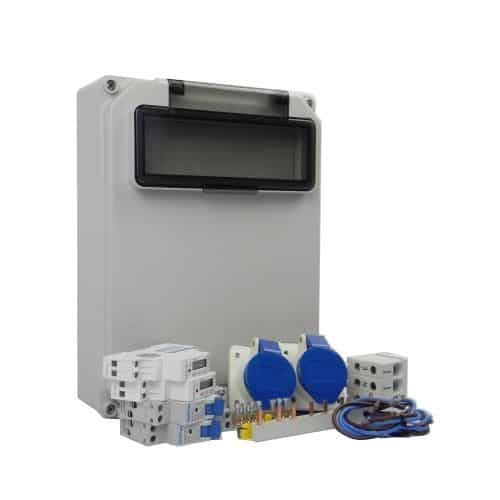 AANSLUITKAST zijkant 2 WCD CEE 16A / 2x KWH meter IP44 - KIT