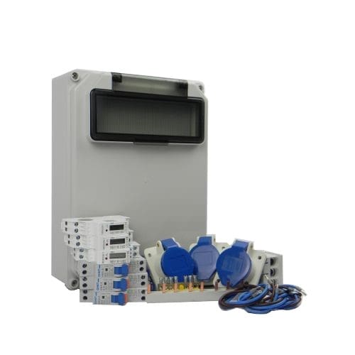 AANSLUITKAST zijkant 3 WCD CEE 16A / 3x KWH meter IP44 - KIT