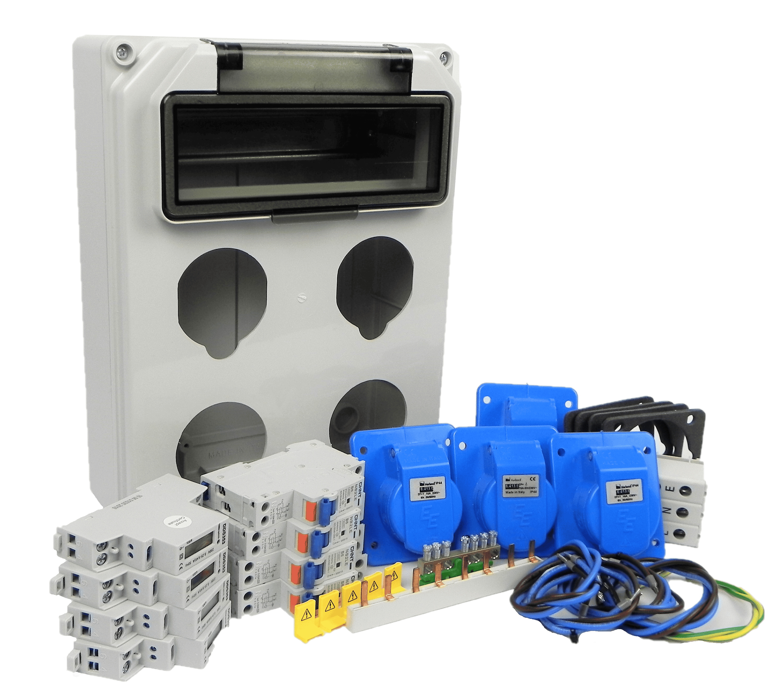 AANSLUITKAST front 4 WCD CEE 16A / 4x KWH meter IP44 - KIT