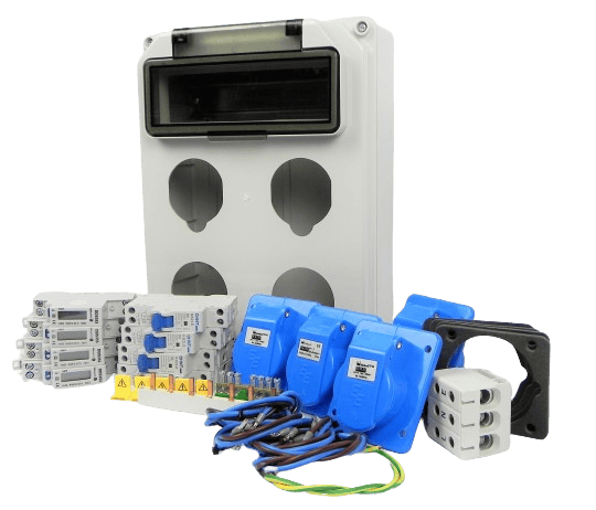 AANSLUITKAST front 4 WCD CEE 16A / 4x KWH meter IP44 - KIT