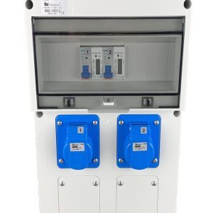 AANSLUITKAST front 2 WCD CEE 16A / 2X KWH meter IP65 - GEMONTEERD