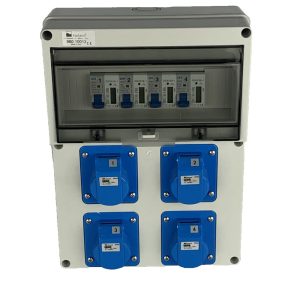 AANSLUITKAST front 4 WCD CEE 16A / 4X KWH meter IP65 - GEMONTEERD