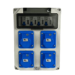 AANSLUITKAST front 4 WCD CEE 16A / 4x KWH meter IP44 - GEMONTEERD