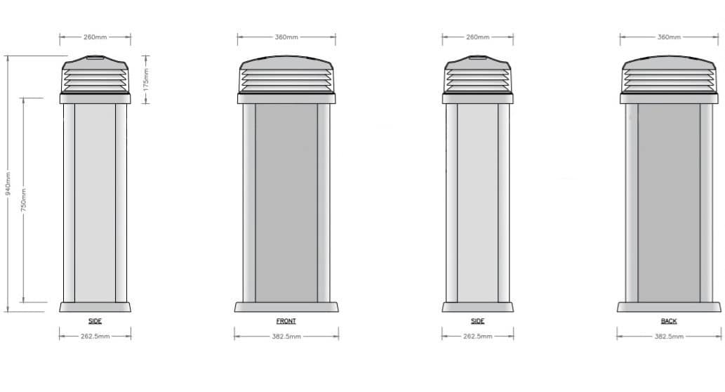 QUANTUM 750mm Stroomzuil 2 WCD