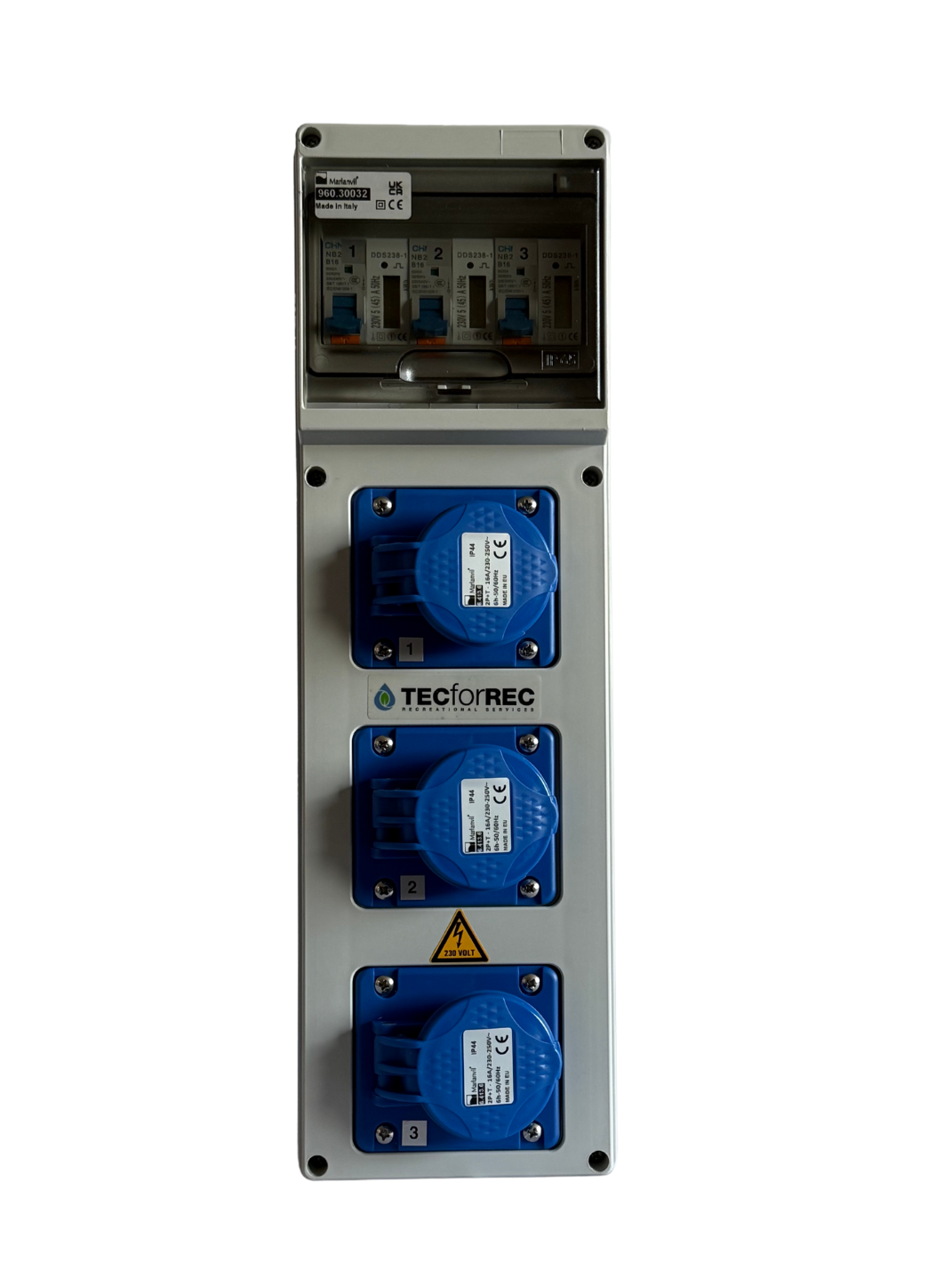 AANSLUITKAST Slim 3 WCD CEE 16A/ 3x KWH meter IP65 - GEMONTEERD