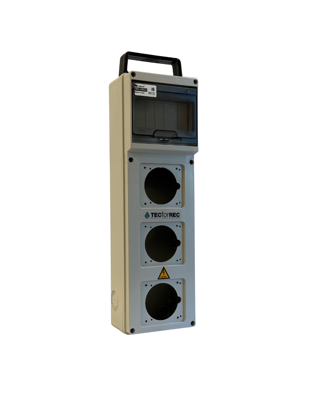 Aansluitkast leeg 6mod flap 3 wcd-aansluitingen front IP65